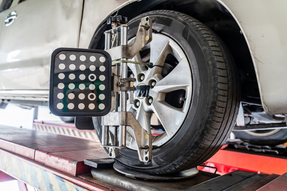 Wheel Alignment and Balancing Service in York PA At Quality Service Center. Vehicle on a wheel alignment